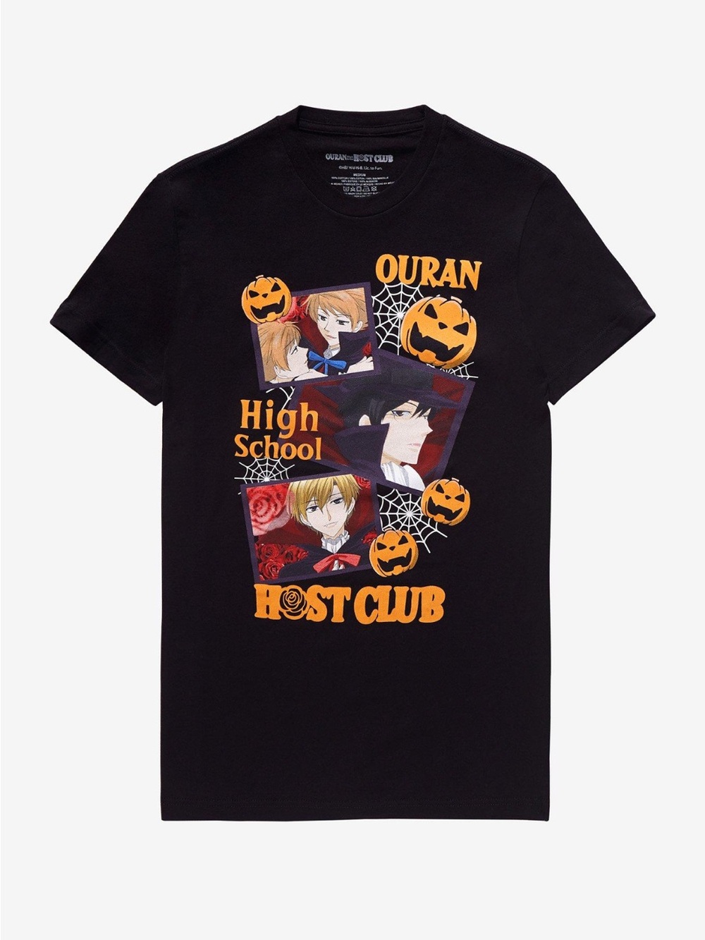 Ouran High School Host Club Black Graphic Tee - Anime Halloween Design